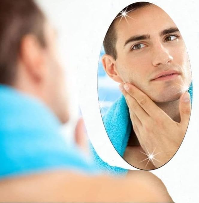 ✨ Oval Adhesive Mirror Sticker | HD Acrylic Wall Mirror for Bathroom, Bedroom & Basin 🏠