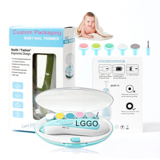 Safe Electric Baby Nail Trimmer 💅✨ | Built-in Light & 6 Filer Heads 👶