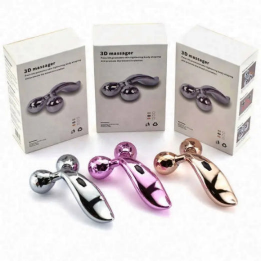 ✨ Manual 3D Massager Roller | 360° Rotation for Face & Full Body Shape | Skin Lifting & Wrinkle Remover 💆‍♀️ (Silver)