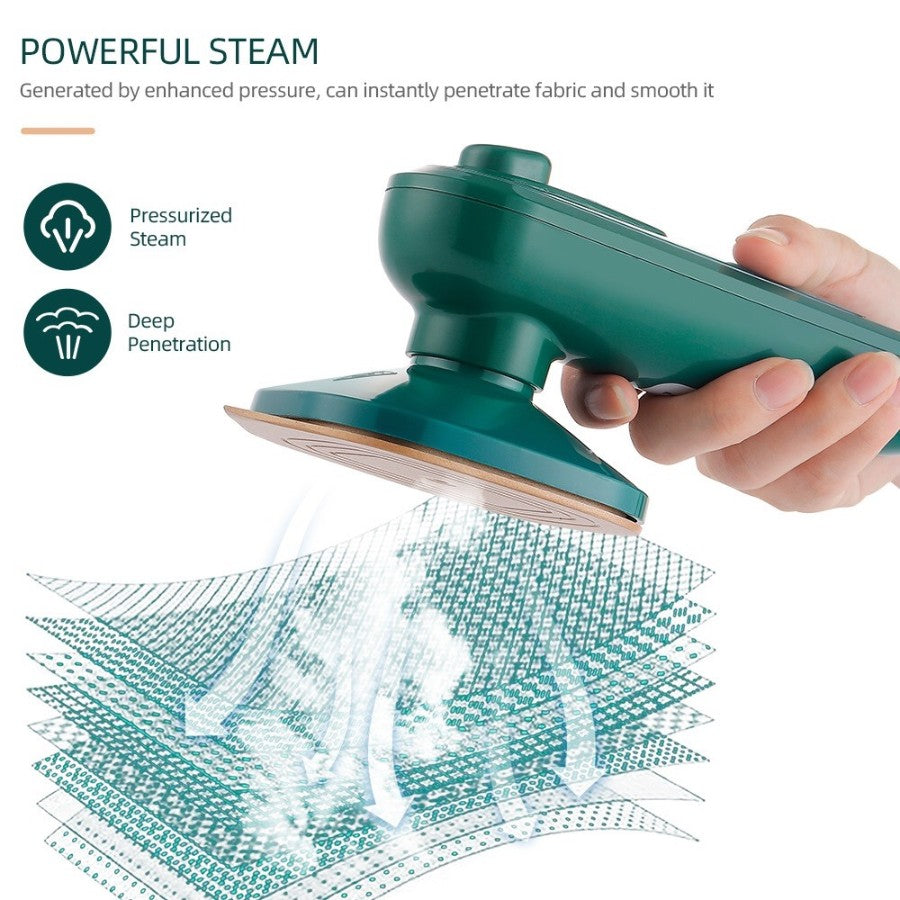 ✨ 2-in-1 Mini Portable Steam Iron | Dry & Wet Handheld Steamer for Travel & Home 🟢