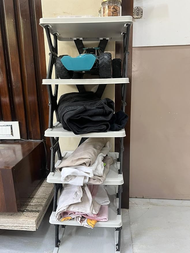 ✨ Multipurpose 6-Layer Plastic Rack | Adjustable & Foldable Organizer for Kitchen, Clothes & Shoes 🏠