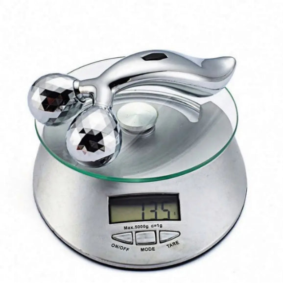 ✨ Manual 3D Massager Roller | 360° Rotation for Face & Full Body Shape | Skin Lifting & Wrinkle Remover 💆‍♀️ (Silver)