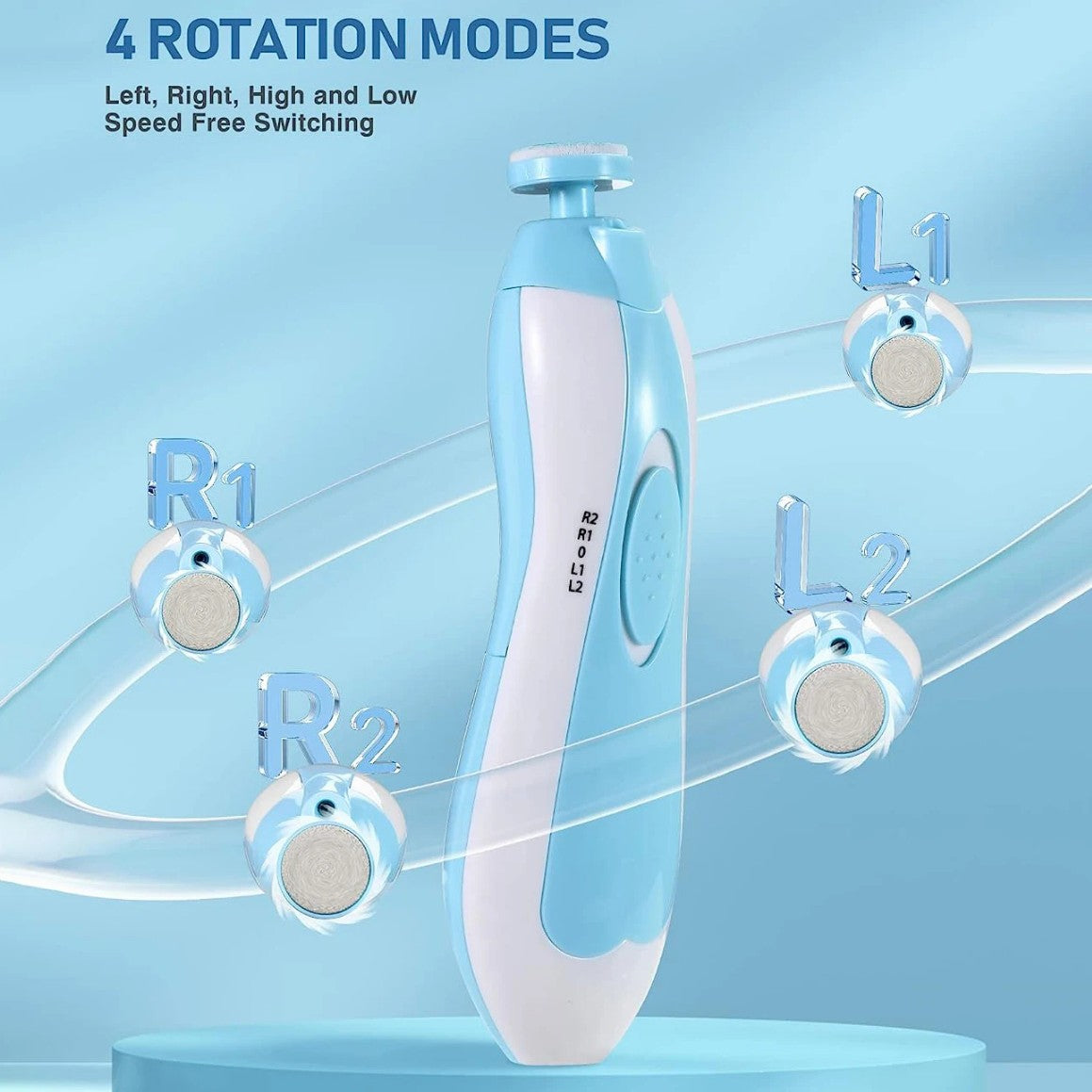 Safe Electric Baby Nail Trimmer 💅✨ | Built-in Light & 6 Filer Heads 👶