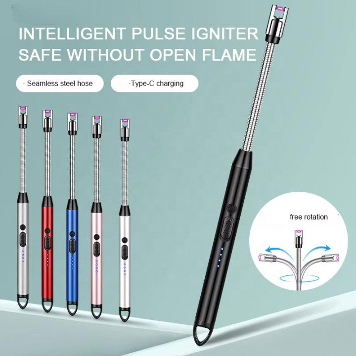 🔥 360° Flexible Electric Plasma Lighter – Windproof & Rechargeable! 🔋